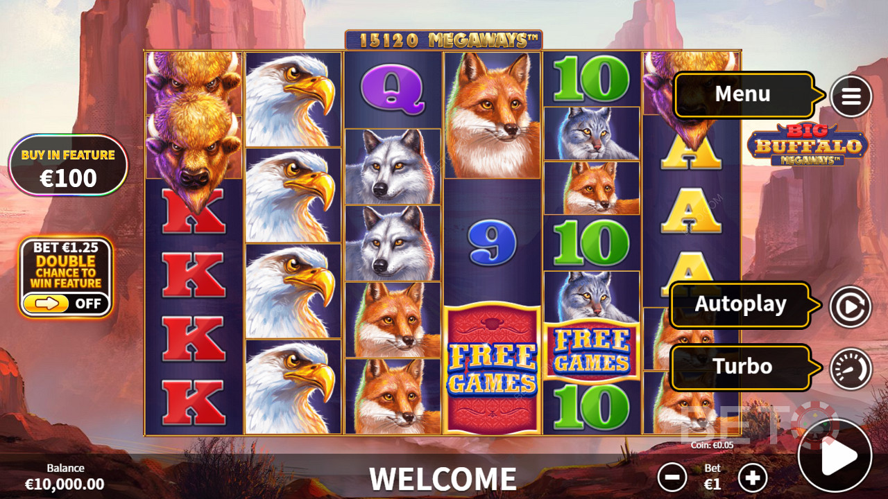 Diverse wild beast icons in Big Buffalo Megaways