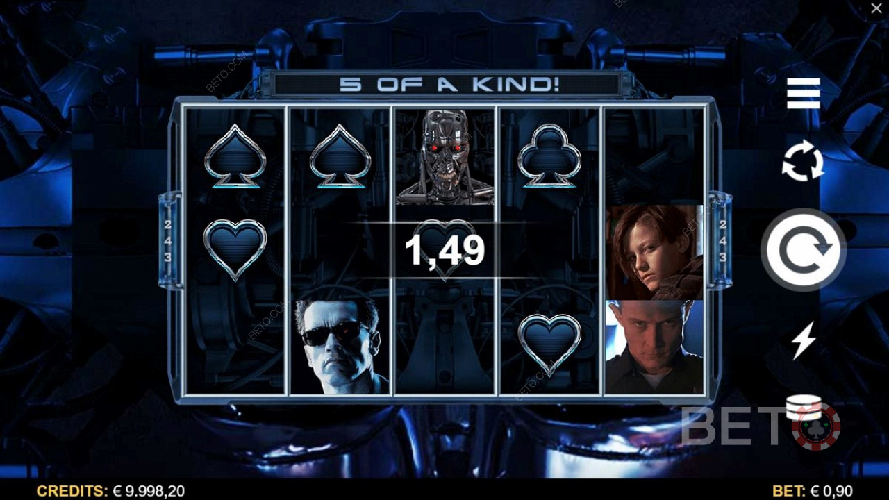 Score solid wins in the base Terminator 2 video pokie