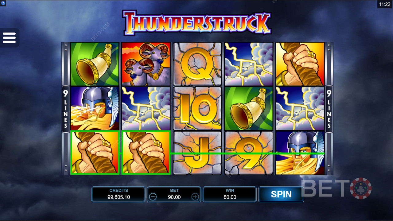 Moody visuals in Thunderstruck pokie game