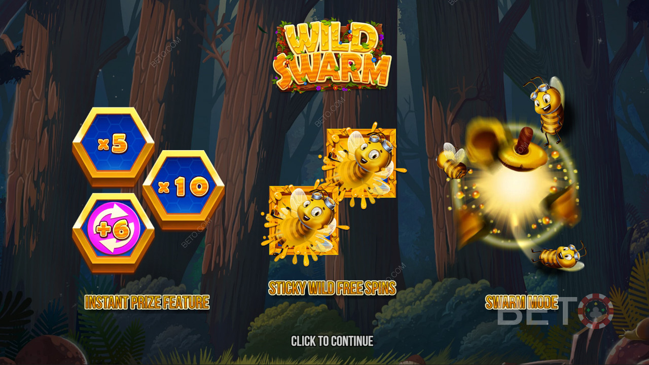 Buzz into big bonus features in Wild Swarm online pokie