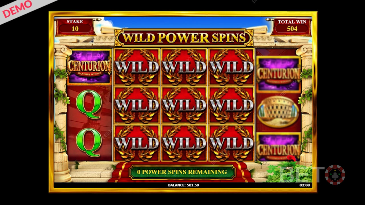 Scoring bonus wilds in Slingo Centurion