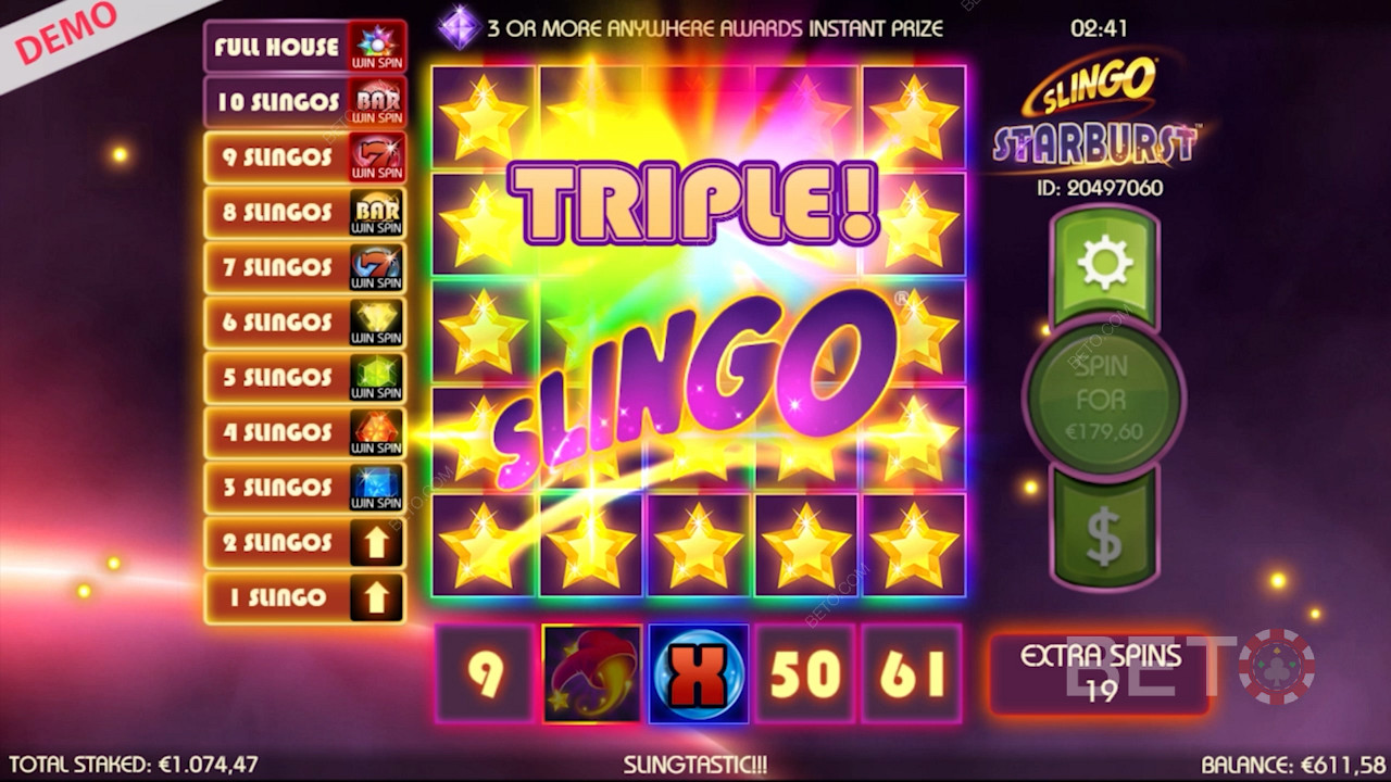 Scoring a Treble Slingo in Slingo Starburst