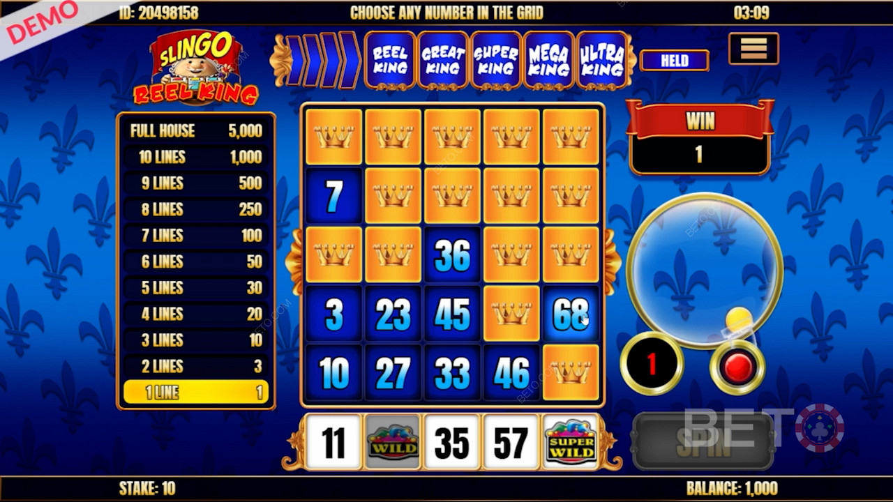 Only one Slingo win in Slingo Reel King pokie