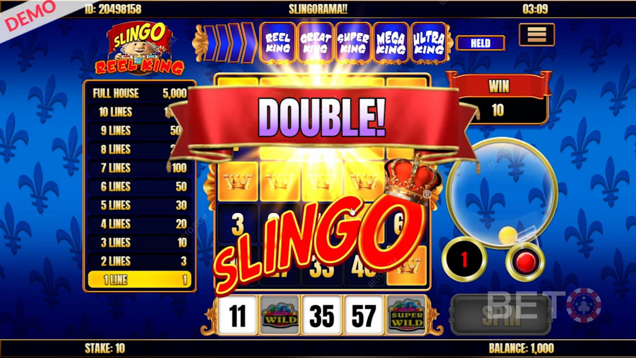 Score a double Slingo by completing 2 lines in one spin