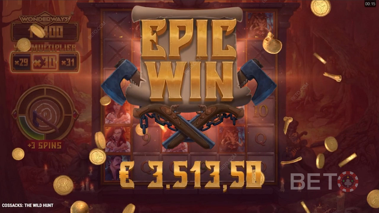 Score big wins in base game too - The Wild Hunt Cossacks pokie