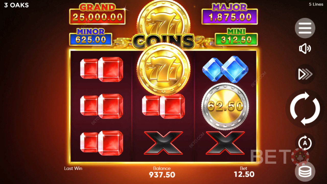 Score 6,000x your wager in the 777 Coins Video Pokie!