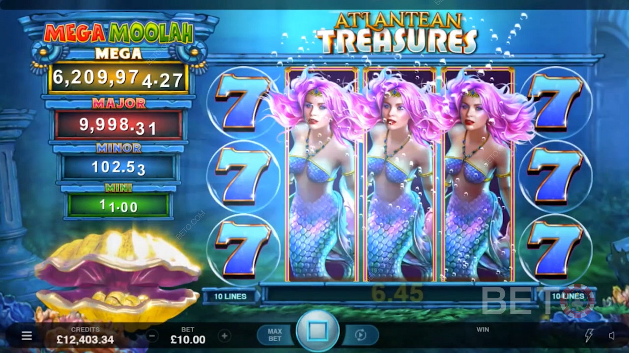 Expanding Mermaid Wilds fill the middle three reels