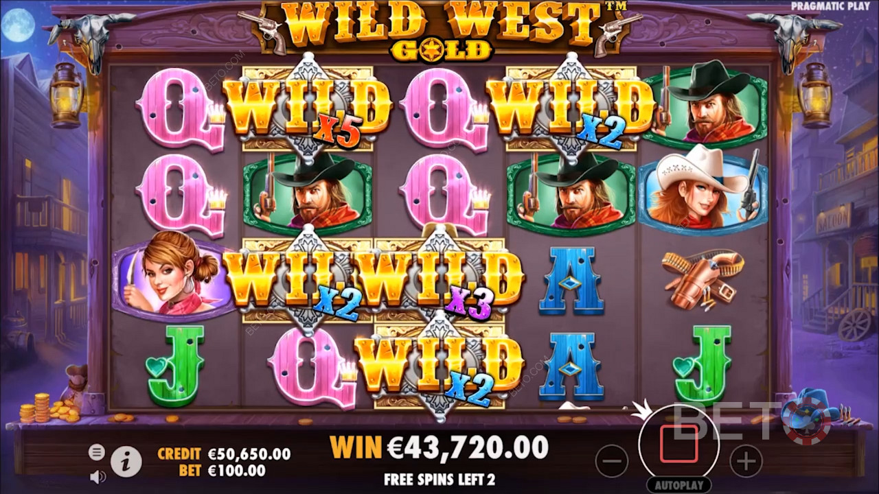 Vibrant icons in Wild West Gold pokie by Pragmatic Play
