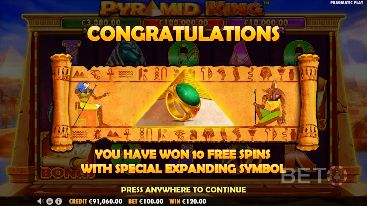 Trigger the Free Spins round for 10 Free Spins and Expanding symbols