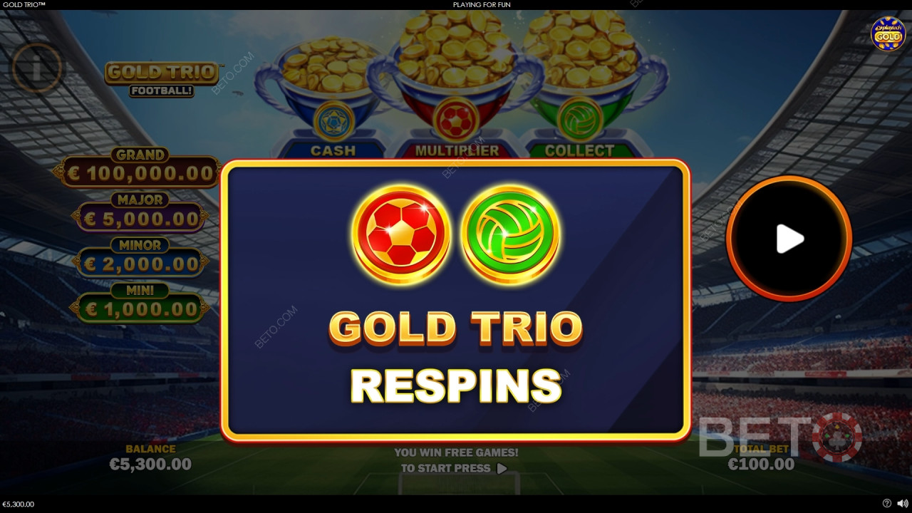 Gold Trio: Football! Bonus Features Breakdown by Playtech