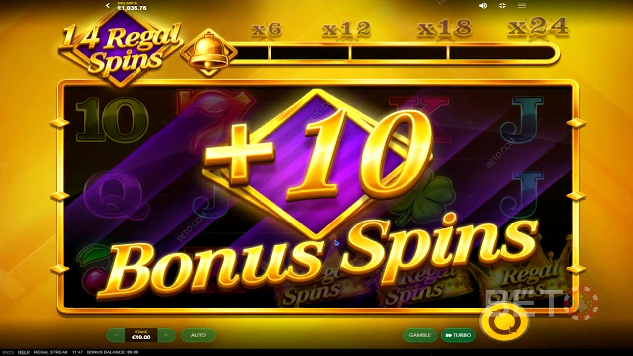 Scoring bonus spins in Regal Streak