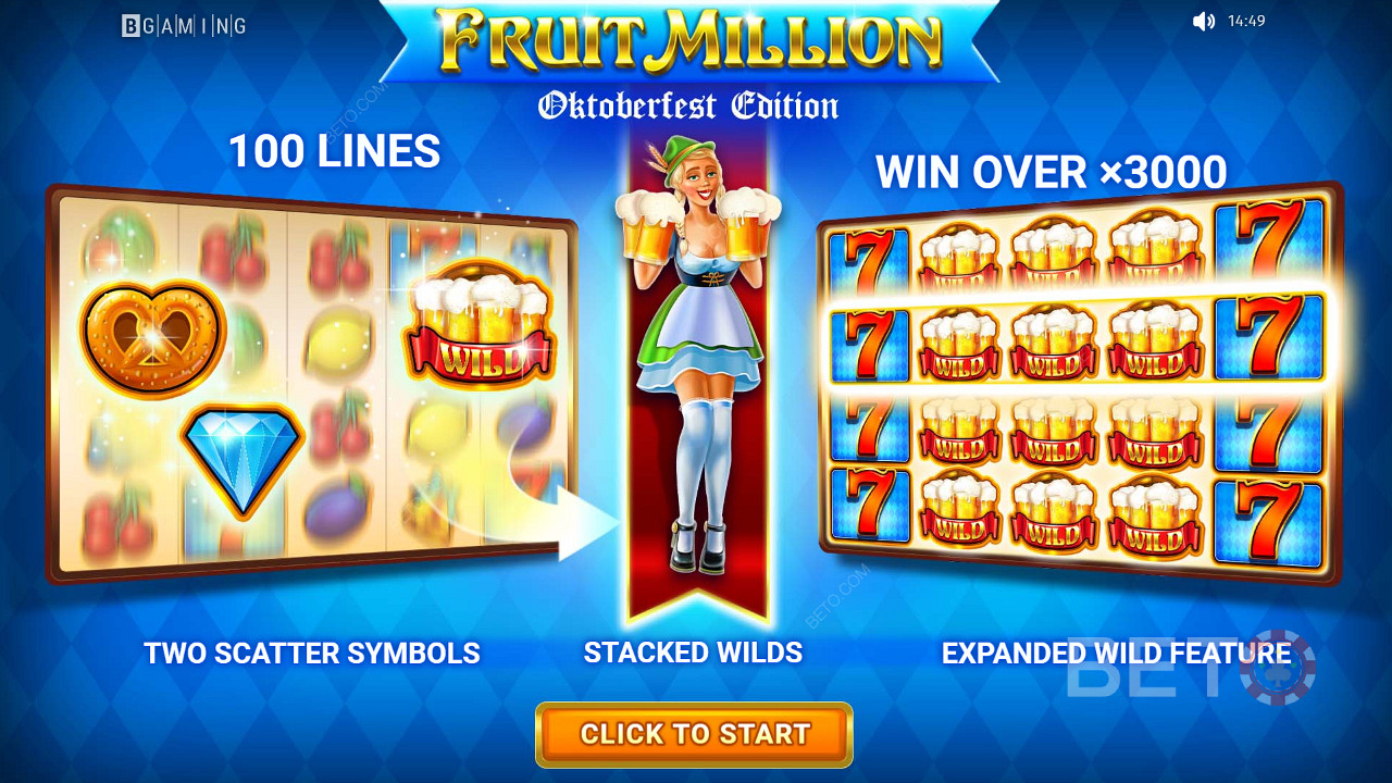 Experience diverse themes in Fruit Million pokie - Octoberfest Edition