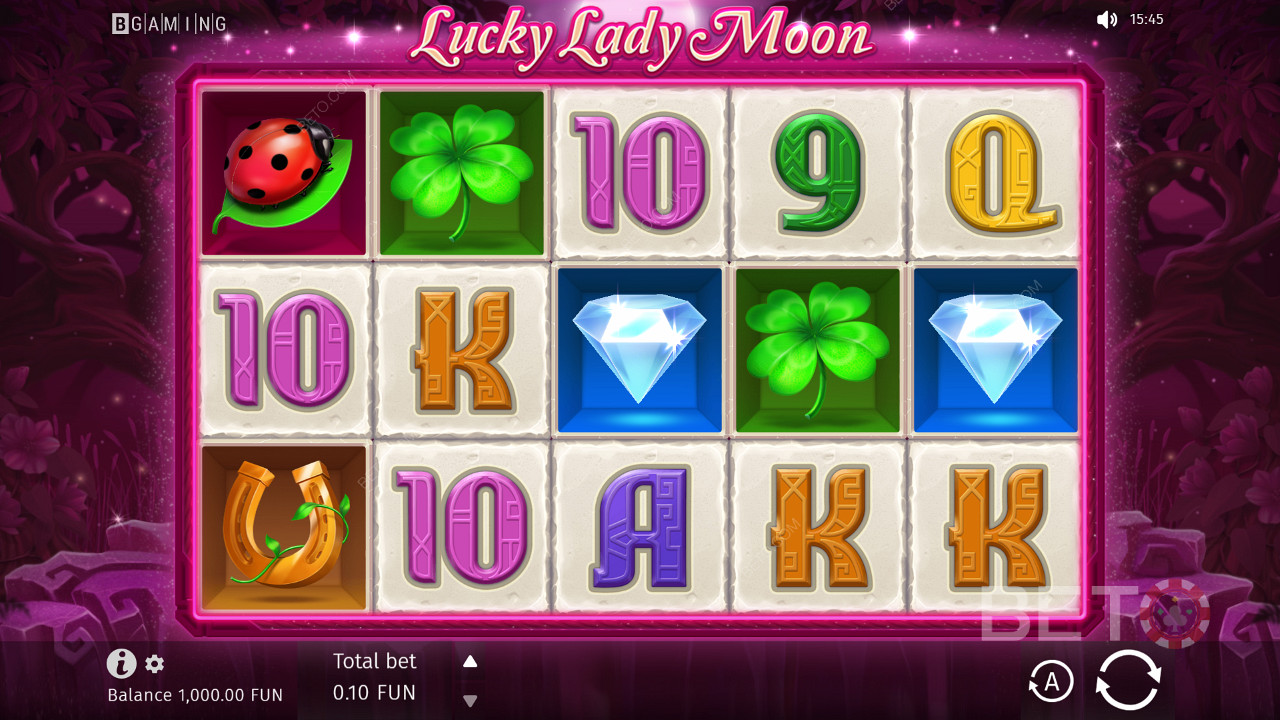 Kiwi-inspired Lucky Lady Moon pokie features 10 fixed paylines on a 5x3 grid