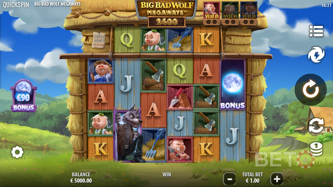 Experience thrilling features in the Big Bad Wolf Megaways online pokie