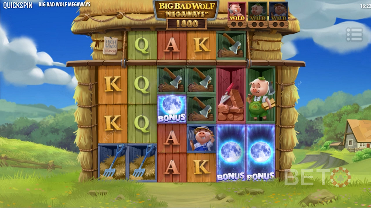 Score 3 Scatters for Free Spins in the Big Bad Wolf Megaways pokie