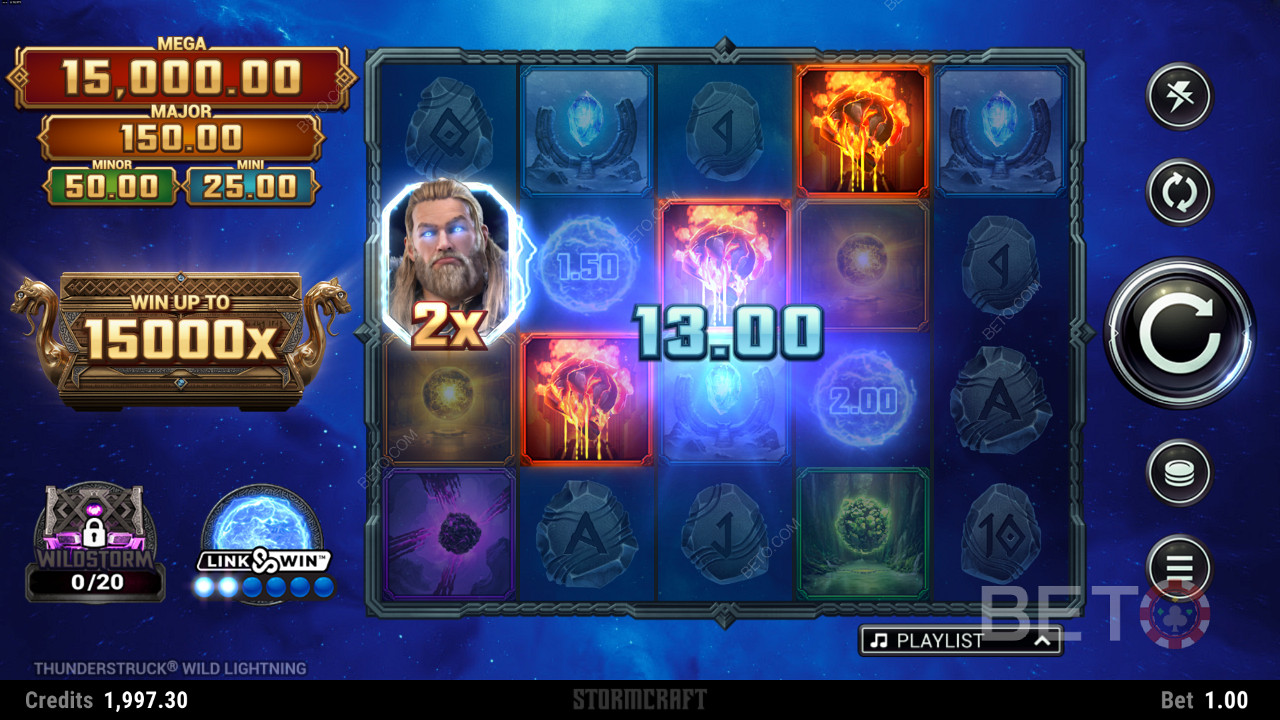 Experience the Wild Lightning bonus in Thunderstruck Wild Lightning pokie