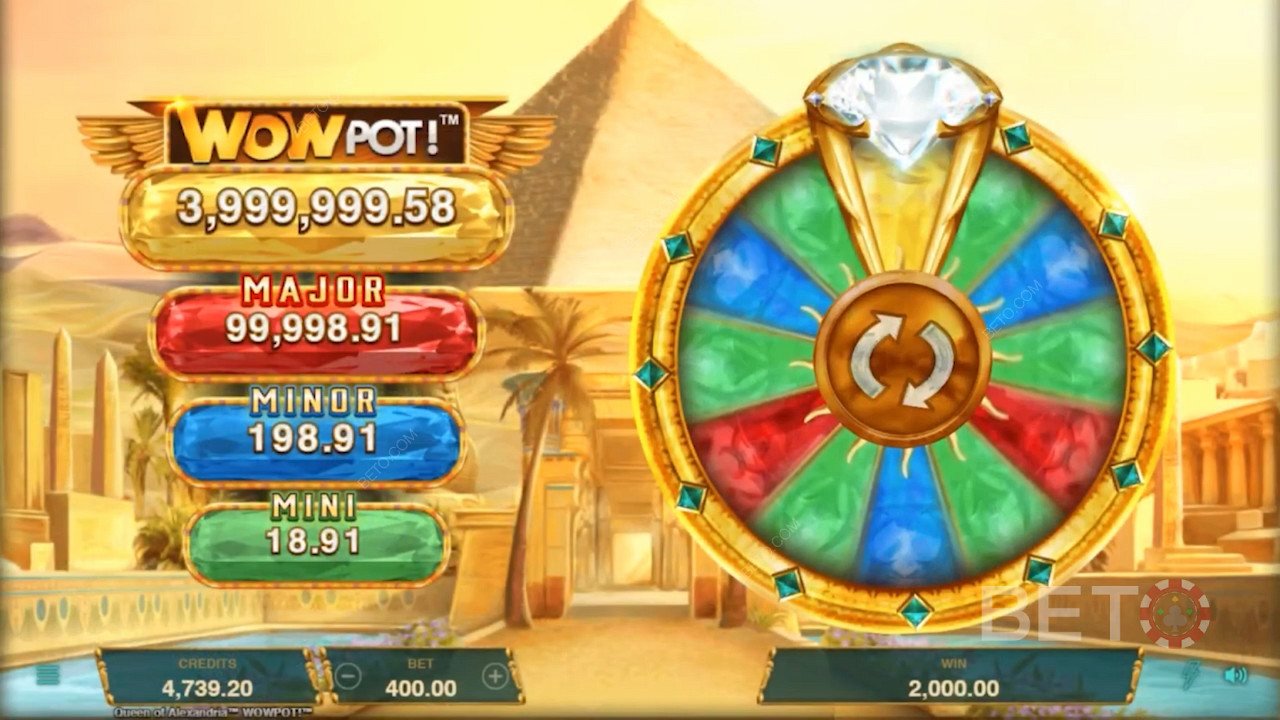 Spin for riches on the Jackpot reel, for a chance at the WowPot treasure