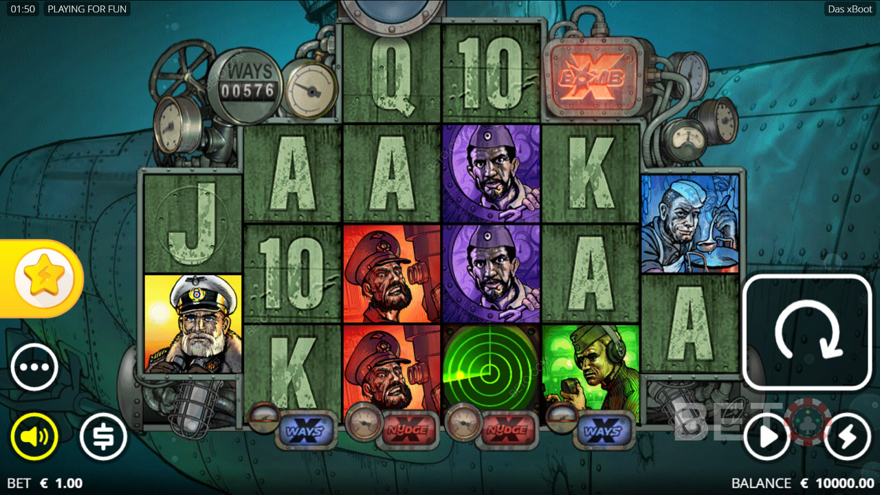 Dive into 75,712 winning chances in this naval warfare Das xBoot pokie