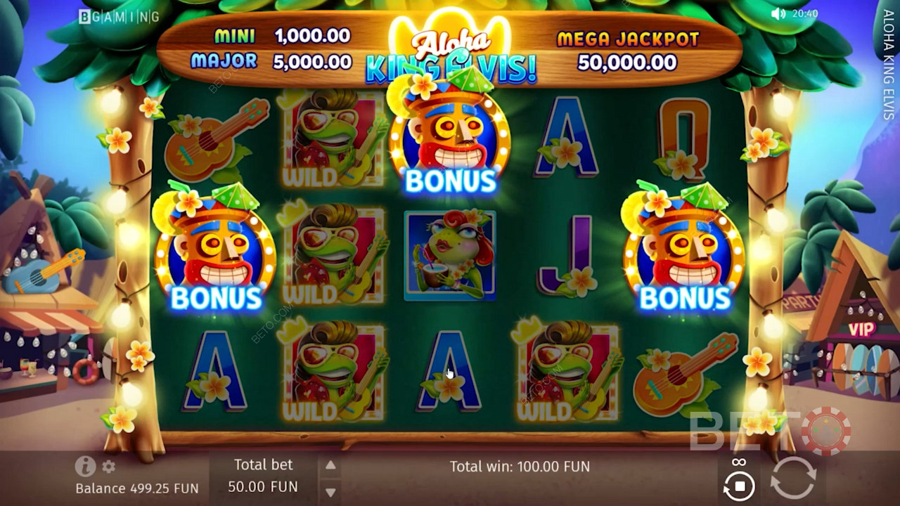 Kiwi-style bonus rounds in Aloha King Elvis