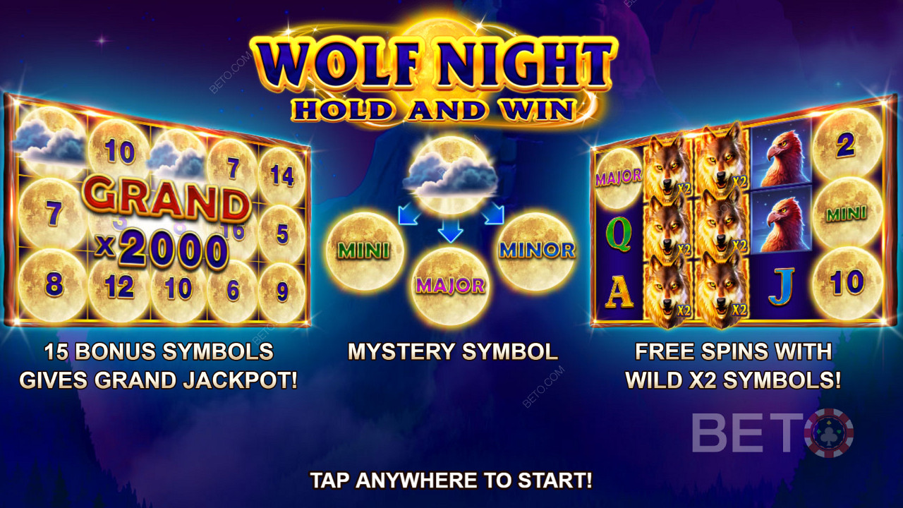 Score a massive win up to 2000x your wager in Wolf Night
