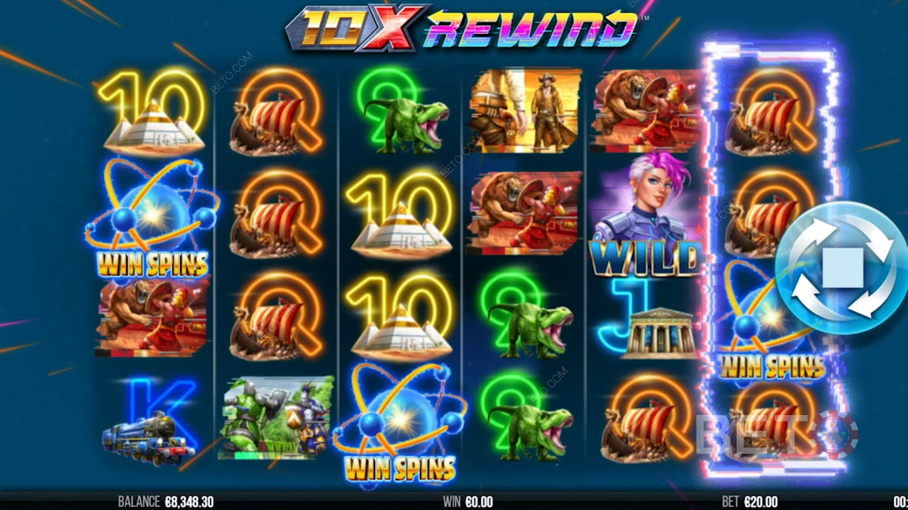Sleek visuals and sci-fi vibe in 10x Rewind pokie