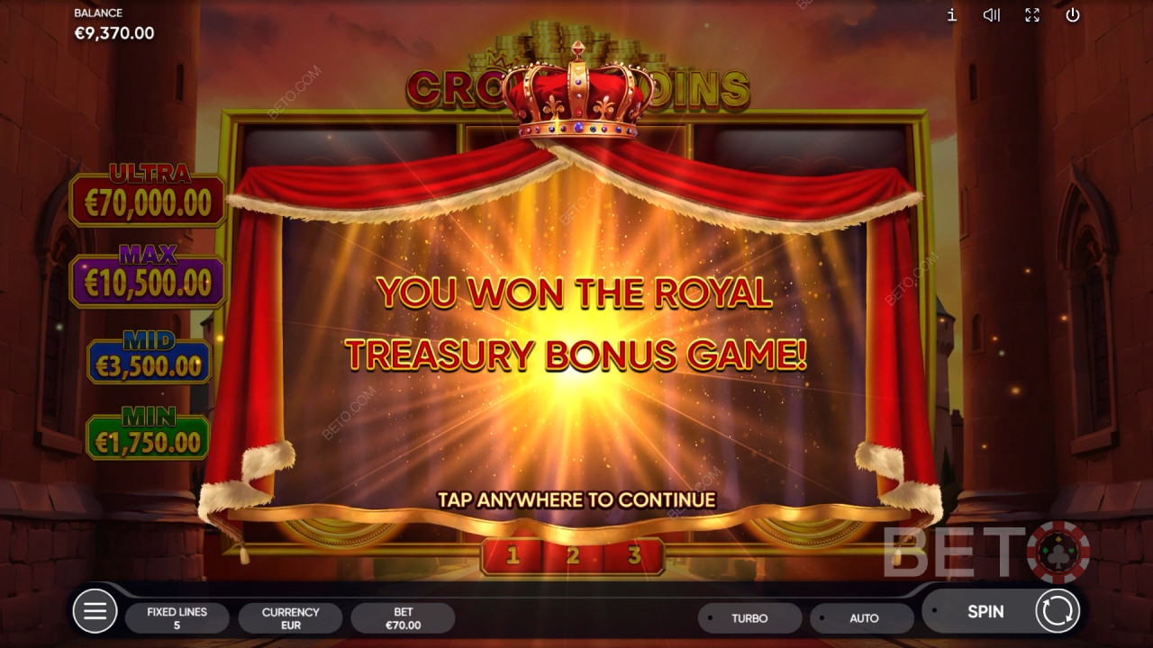 Win 2,500x Your bet in the Crown Coins Pokie Online!