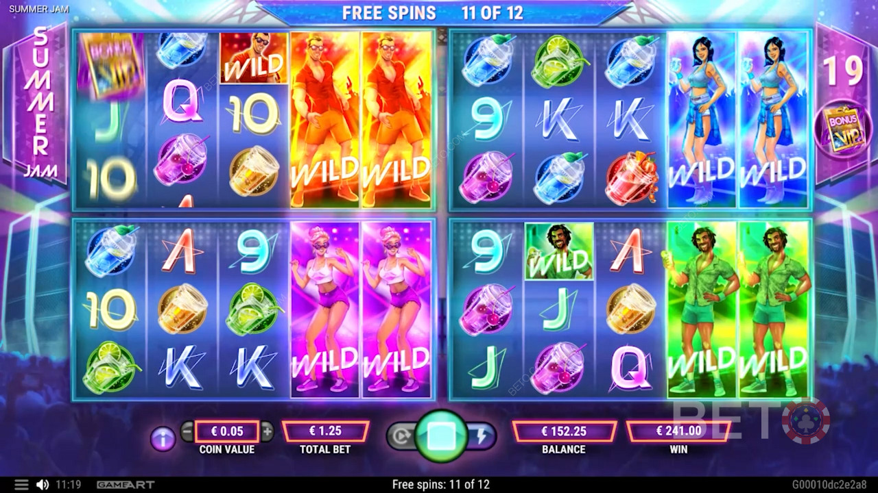 Soak up to 4 reel sets in Free Spins on the Summer Jam pokie