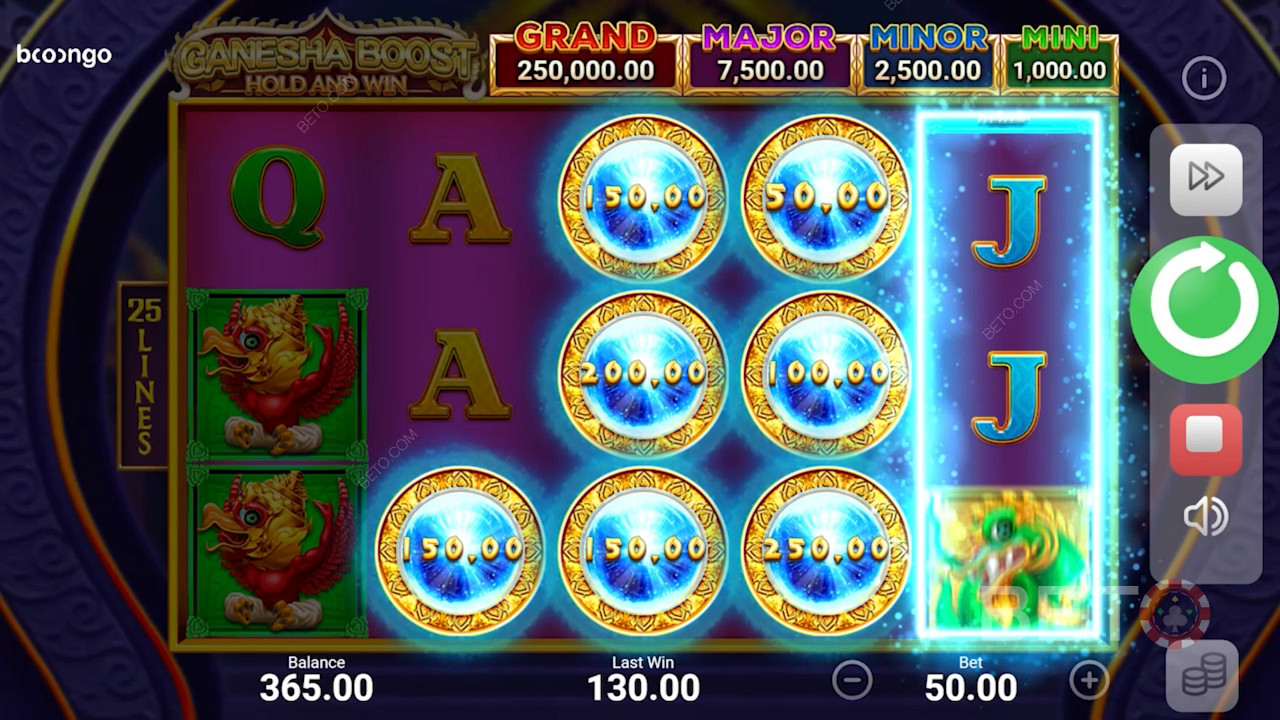Snag 6 or more bonus symbols to kick off the Hold and Win bonus round