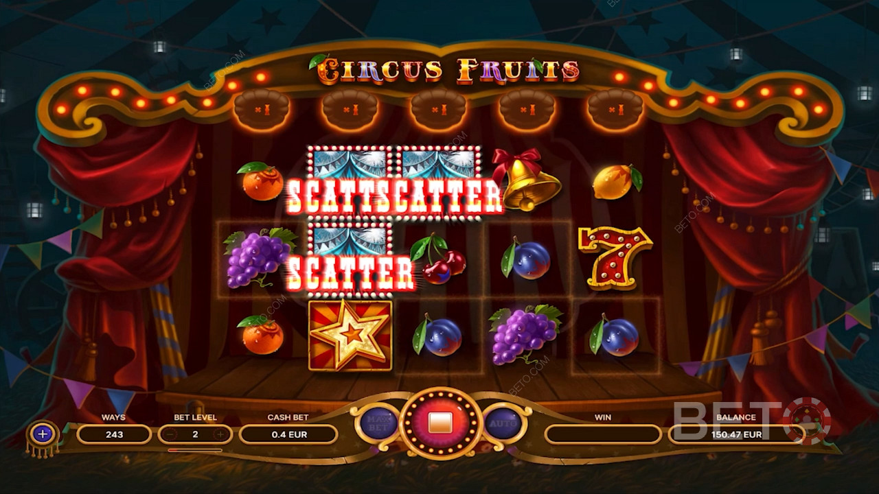 Scoring scatter symbols in Circus Fruits