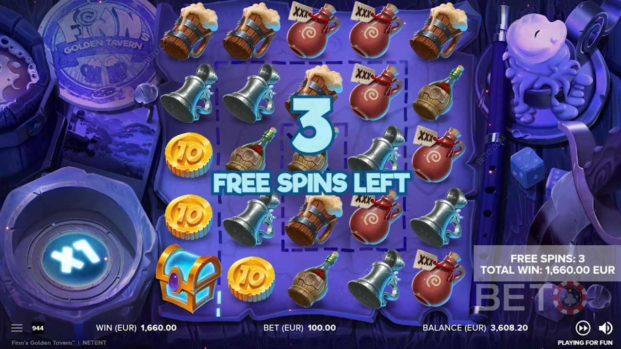 Activate the Free Spins round and score 5 Free Spins, plus multiplier boosts