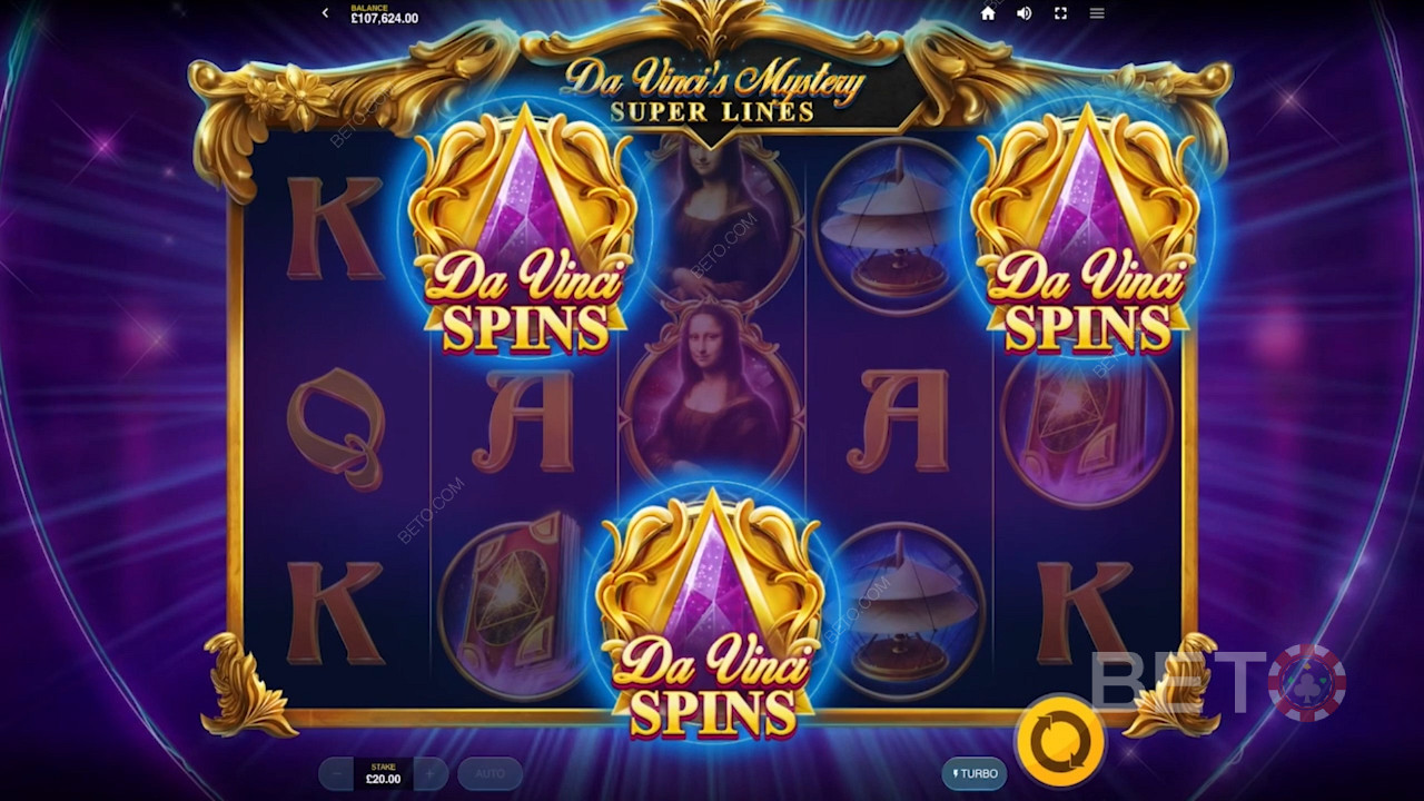 Score 3+ Scatter symbols to unlock Da Vinci Spins for Free Spins