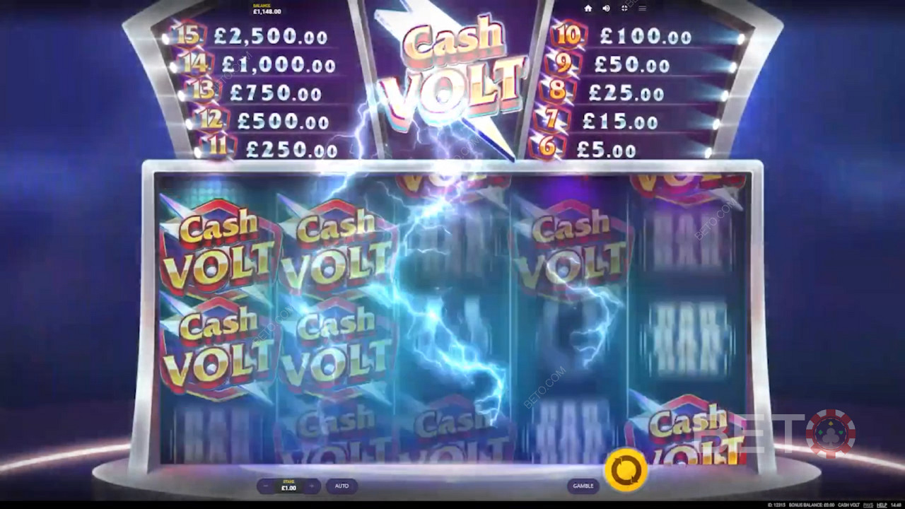 The Cash Volt symbols can dish out wins from any spot across multiple paylines