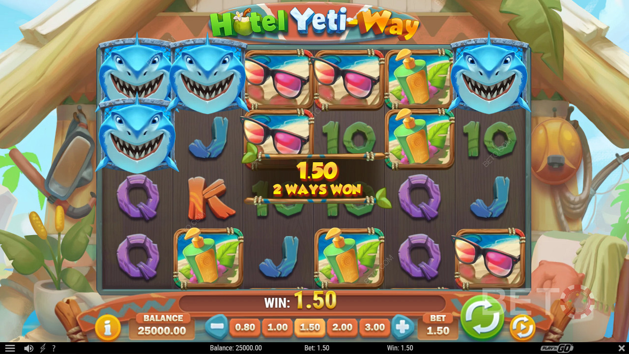 Score with 2 shark icons side by side from left to right for a win
