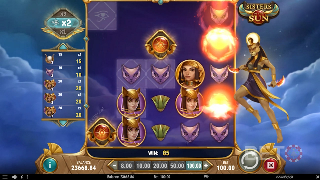 Activate the Sisterhood bonus for Free Spins in Sisters of the Sun pokie
