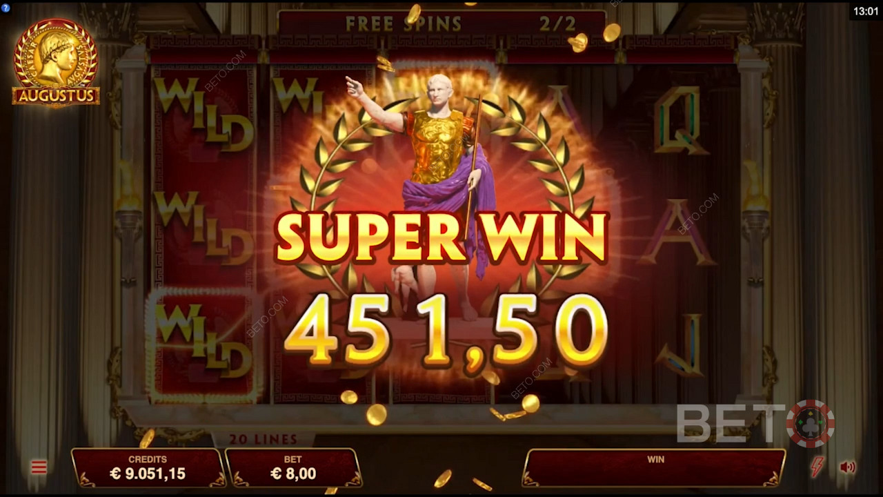Hitting the jackpot while playing Augustus