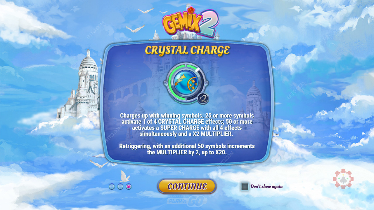 Fill the gauge with winning icons and activate Crystal Charge bonuses in Gemix 2 pokie