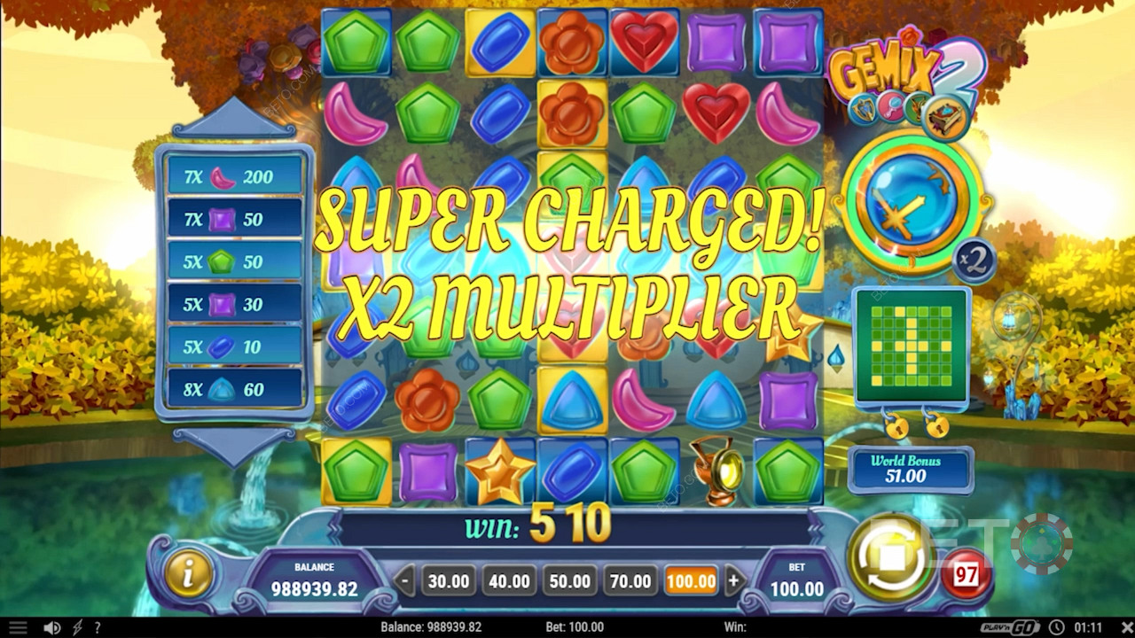Collect 50 winning symbols to score all 4 Crystal Charge perks with a 2x boost