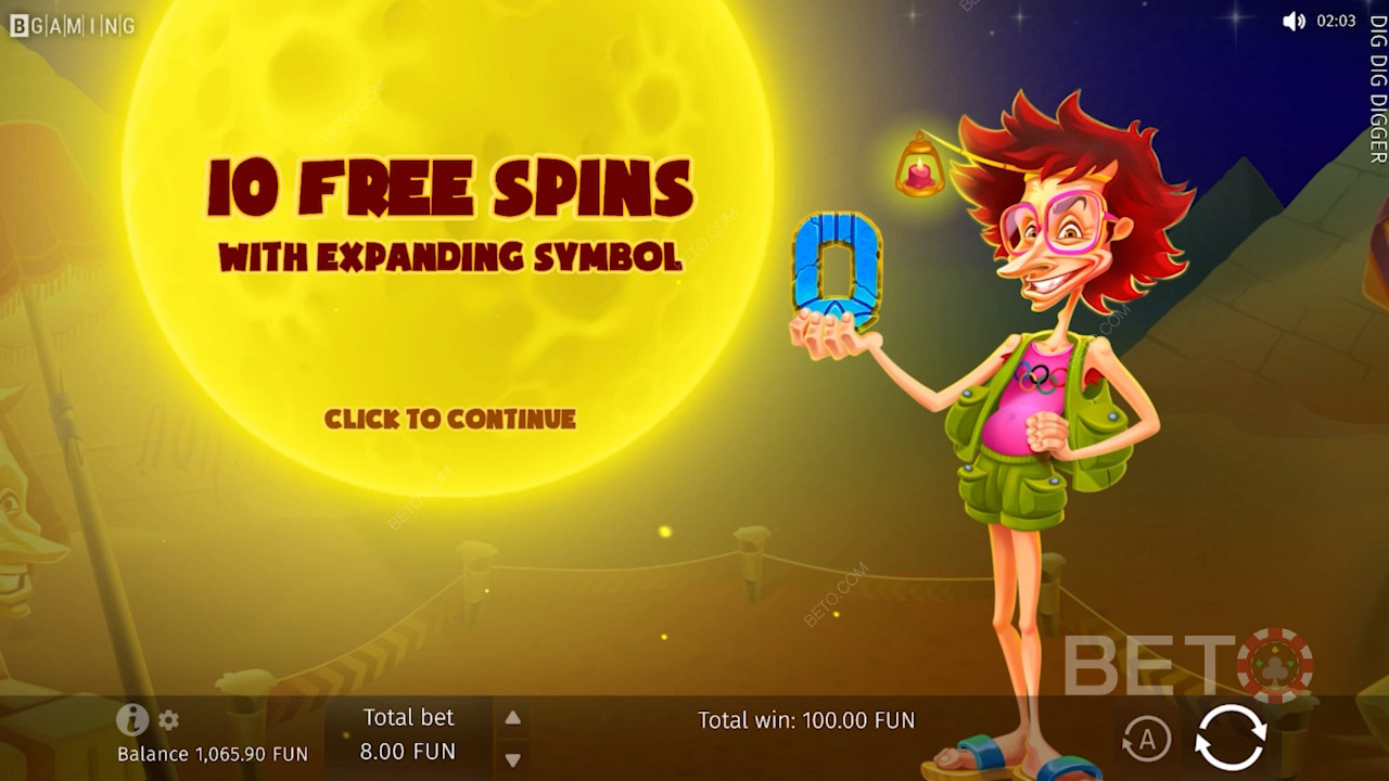 Activating the Free Spins feature awards players 10 free spins