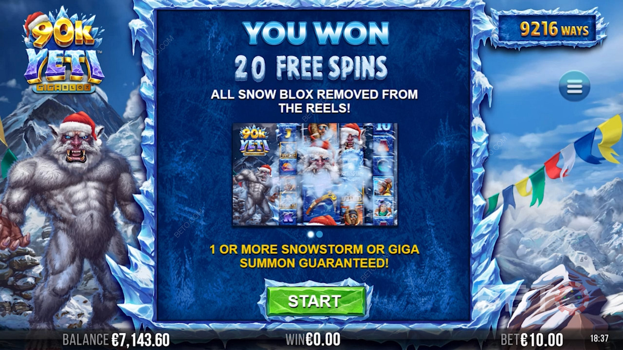 Snag 20 Scatters for 20 Free spins minus Snow Blox on the reels