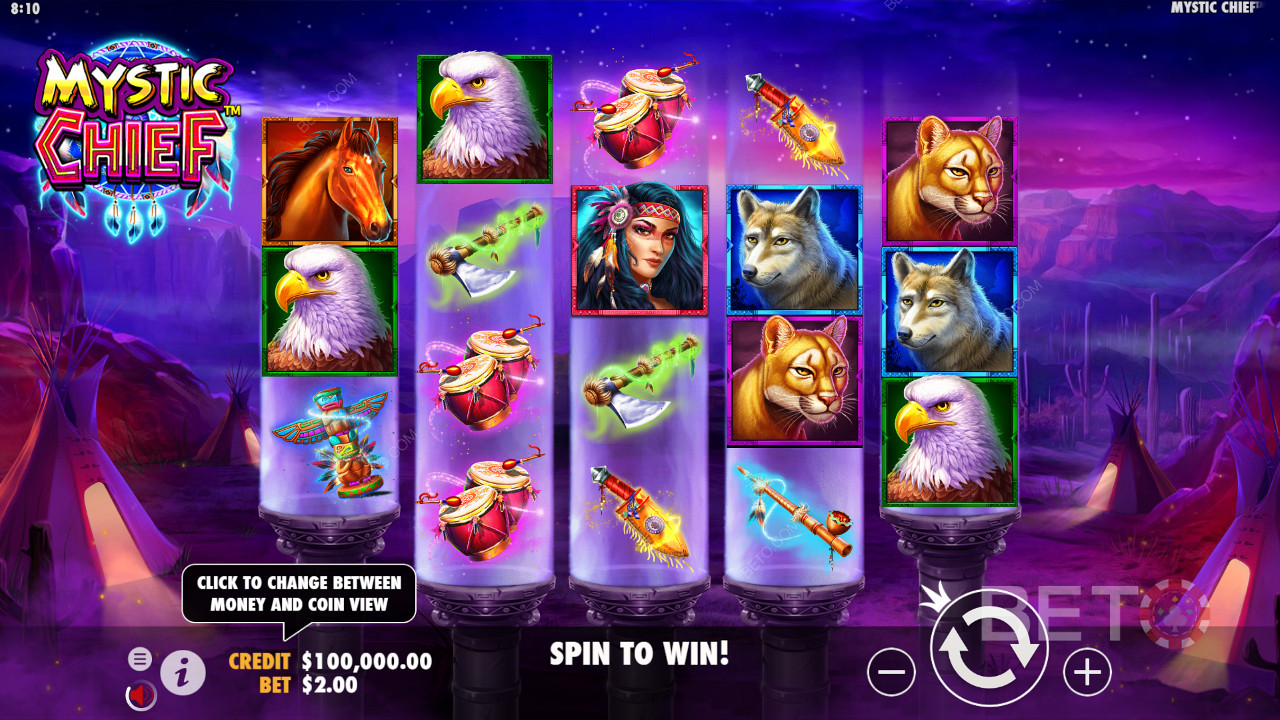 Sleek controls in Mystic Chief pokie game