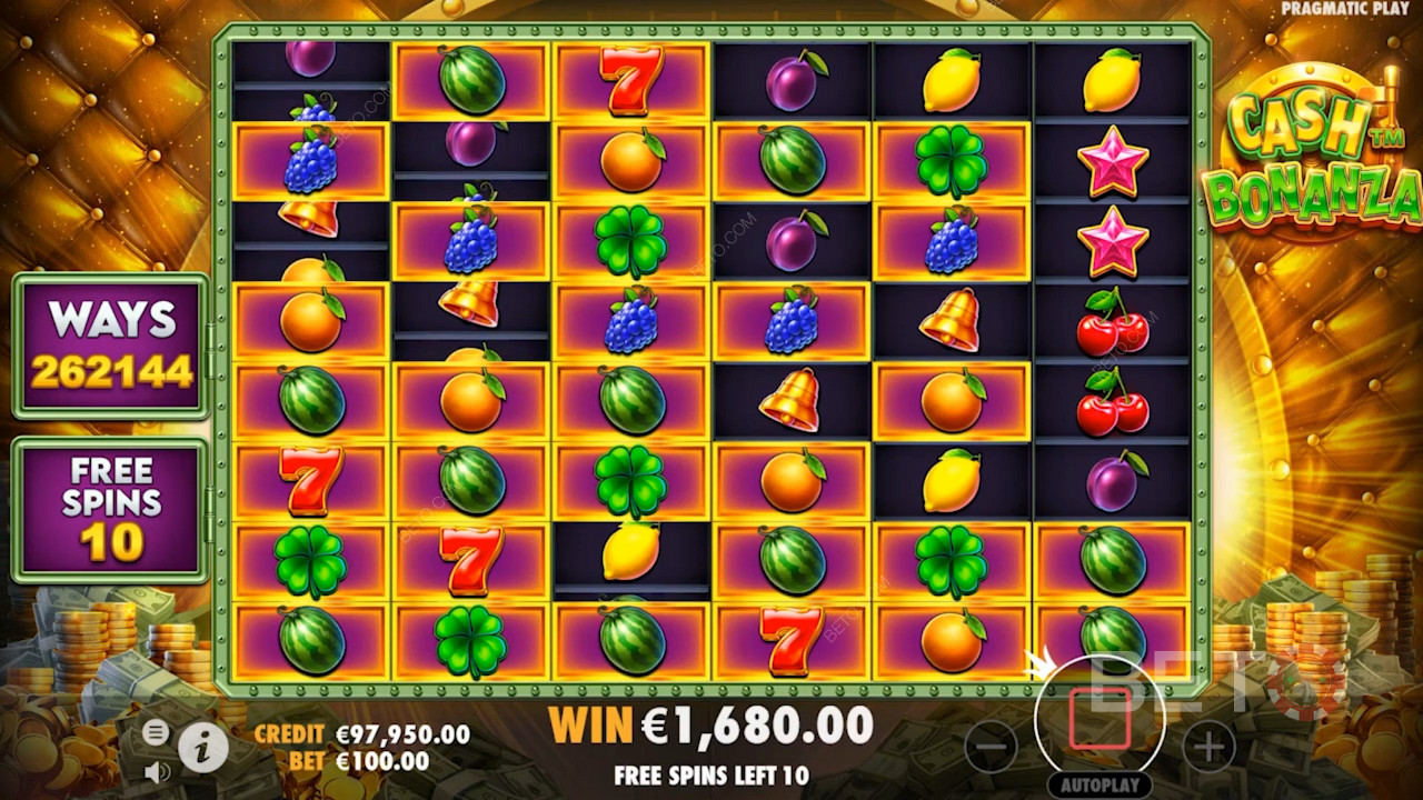 262,144 winning combos in Cash Bonanza