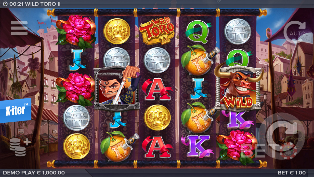 Grab X-iter to nab your fave Bonus Features in Wild Toro 2 pokie machine