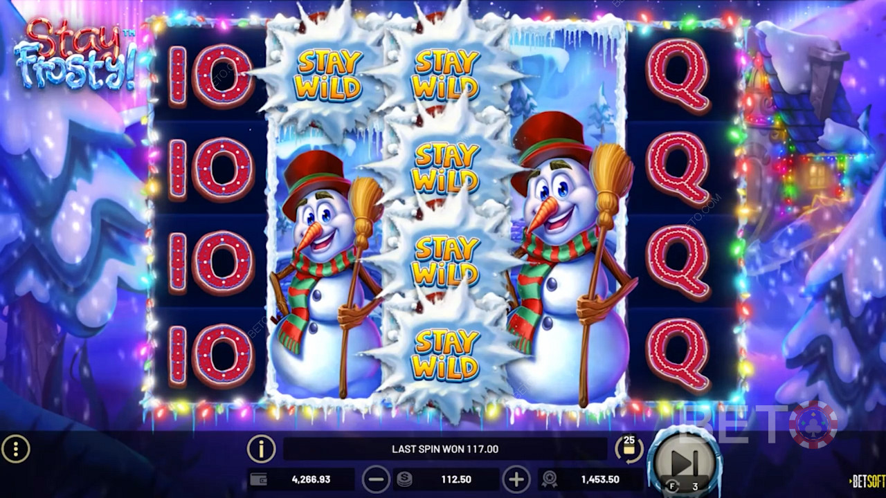 Massive pokies layout in Stay Frosty! with 5 reels and 4 rows