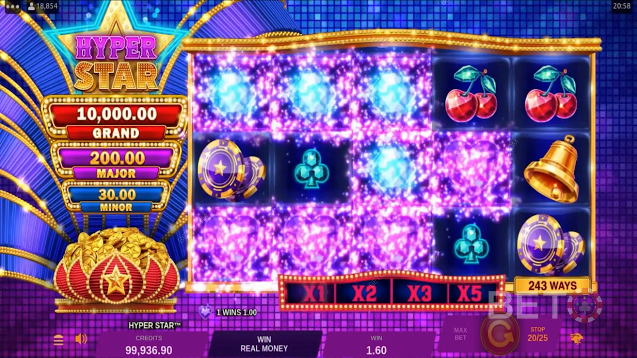 Rack up consecutive wins to boost multiplier values on the Reels