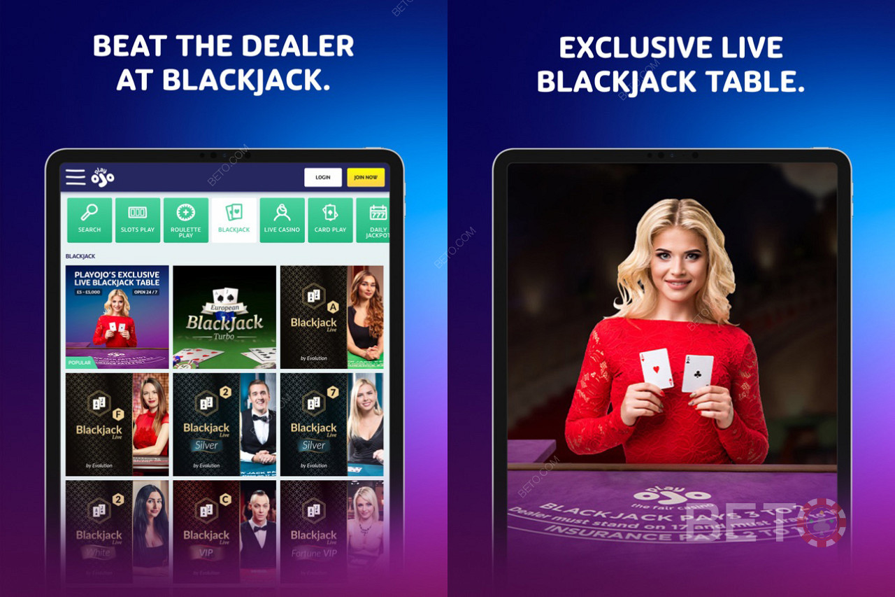 Live pokies and exclusive live casino tables at PlayOJO.