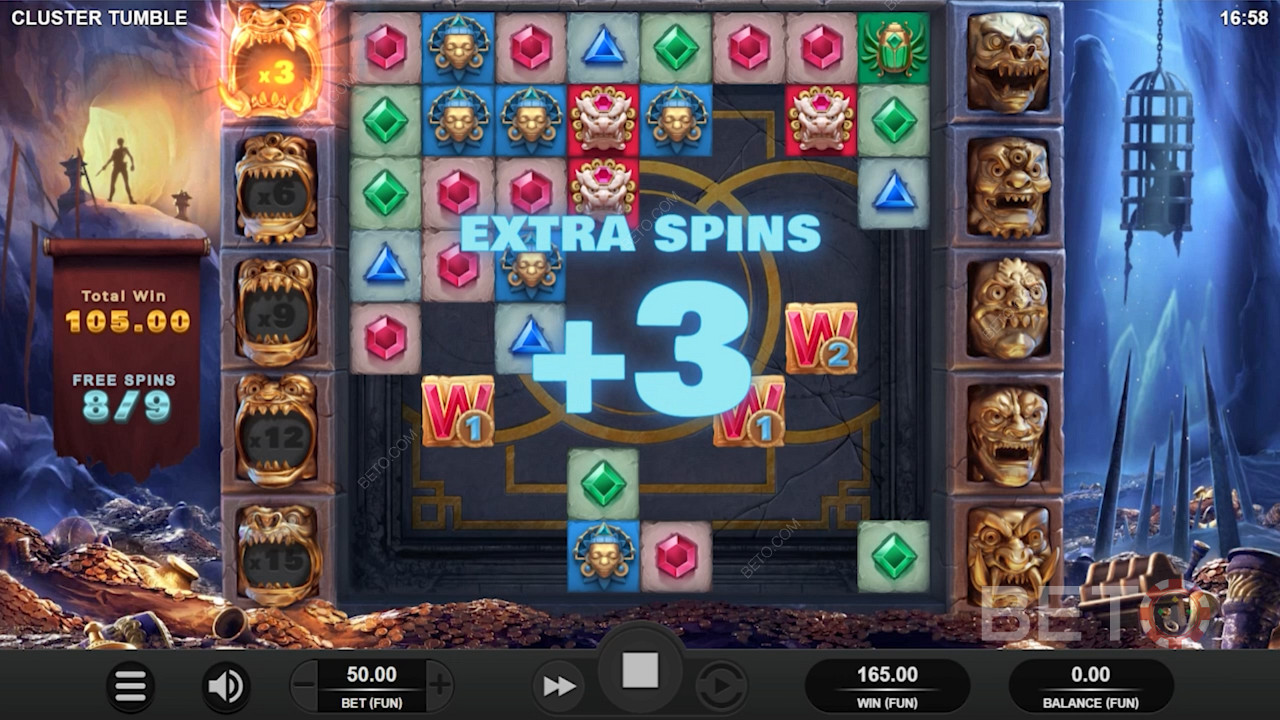 Snag 1 more Scatter symbol in Free Spins for 3 extra bonus spins