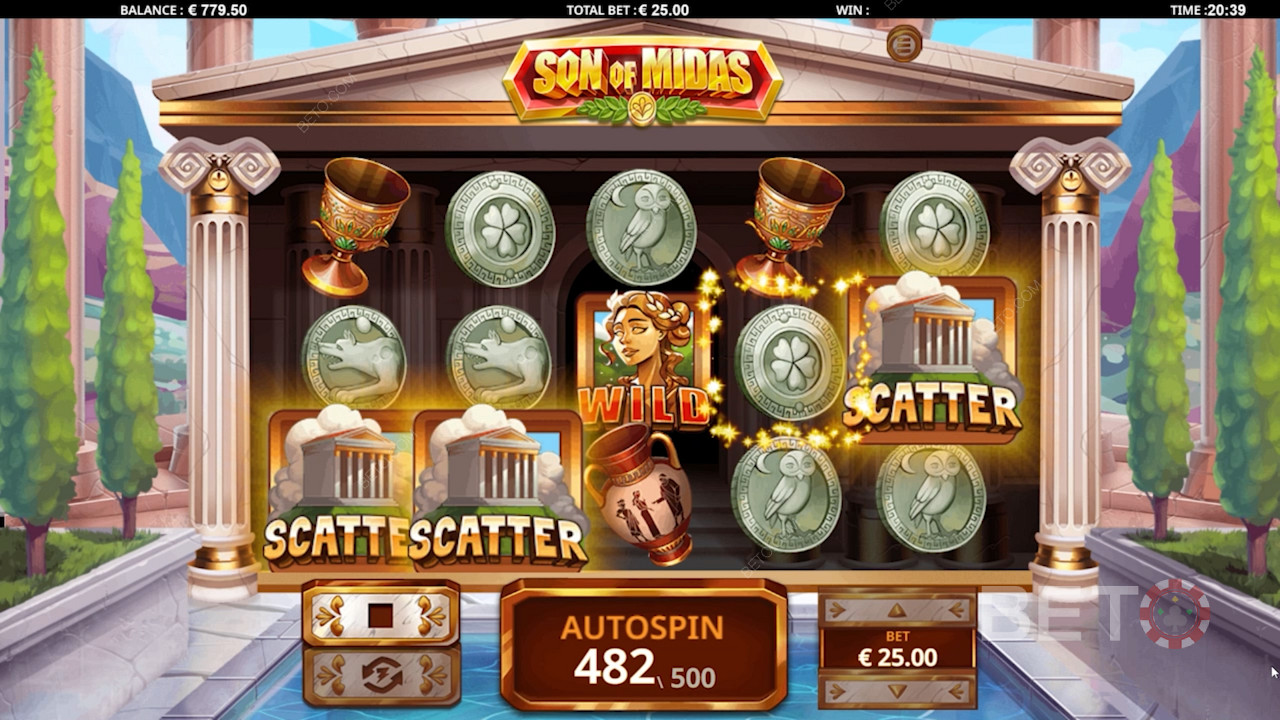 Score 3 Scatter symbols to unlock Free Spins in Son of Midas Extreme 7