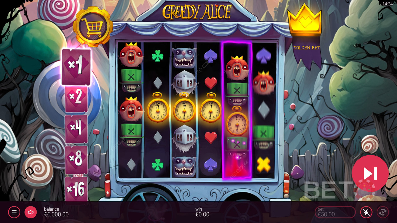 Score 20,000x Your Wager in the Greedy Alice Pokie!