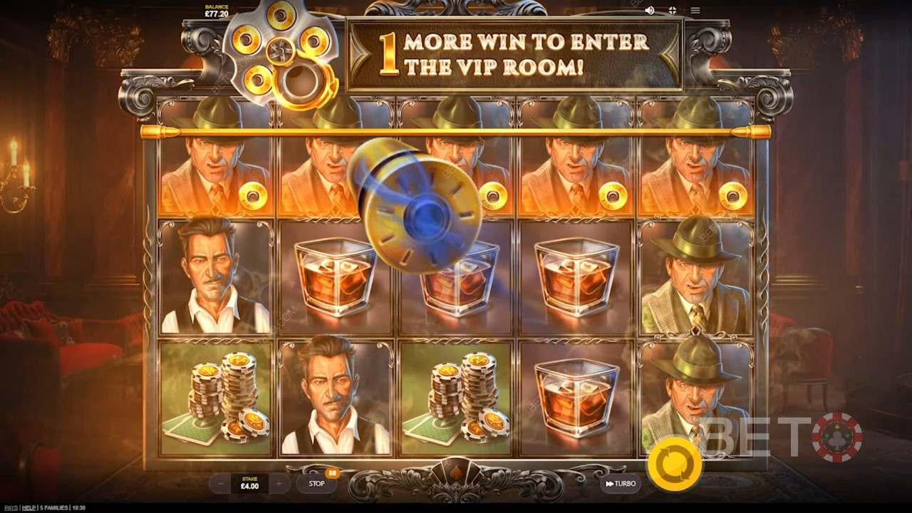 Step into the VIP Lounge and score big in 5 Families pokie
