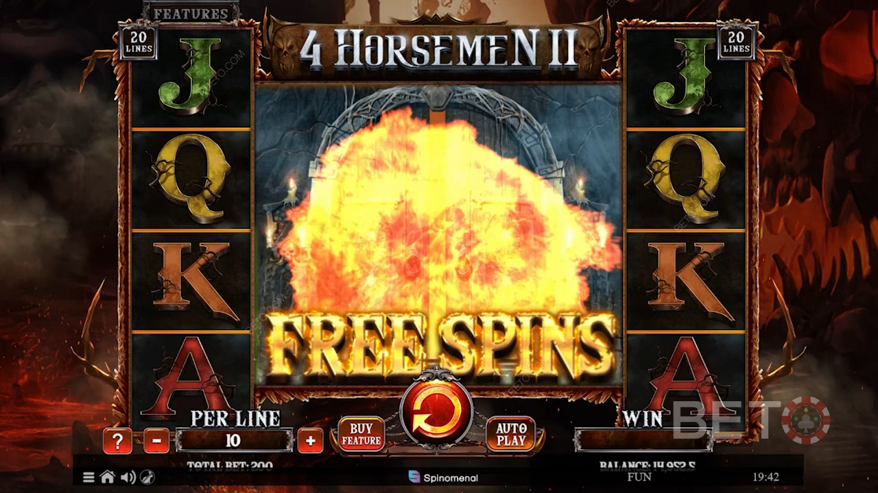 Trigger the Free Spins round with the Doors of Hell Scatter in the centre